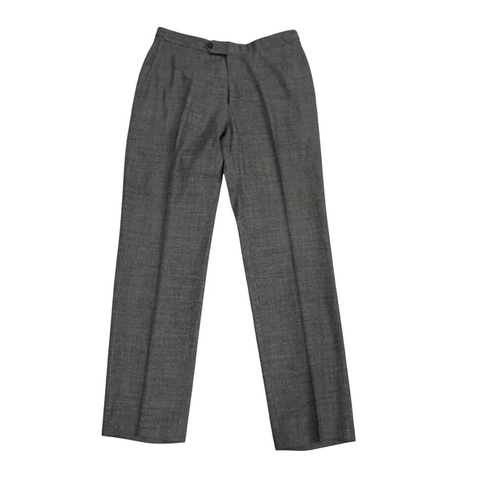 Isaia Napoli Gray Wool Stretch Dress Pants Mens 30X31 IT48 Pleated Italy Made